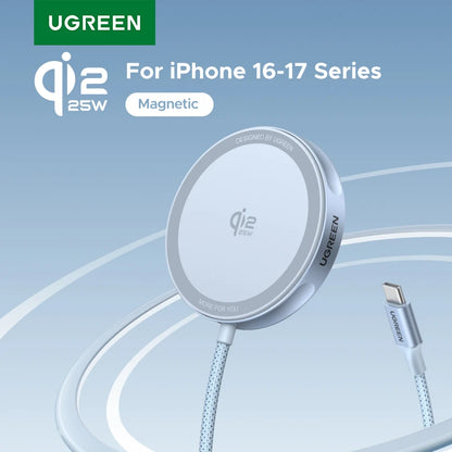 UGREEN Magflow Qi2 25W Wireless Charger For iPhone 17 16 Pro Max Fast Charging Qi2 Certified Magsafe Phone Charging Pad Setup Lord