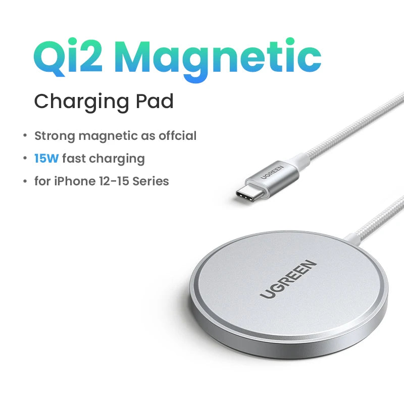 UGREEN 15W Magnetic Wireless Charger For iPhone 16 17 Pro Max Magnet Induction Charger Qi2 for Magsafe Wireless Charging Pad Setup Lord