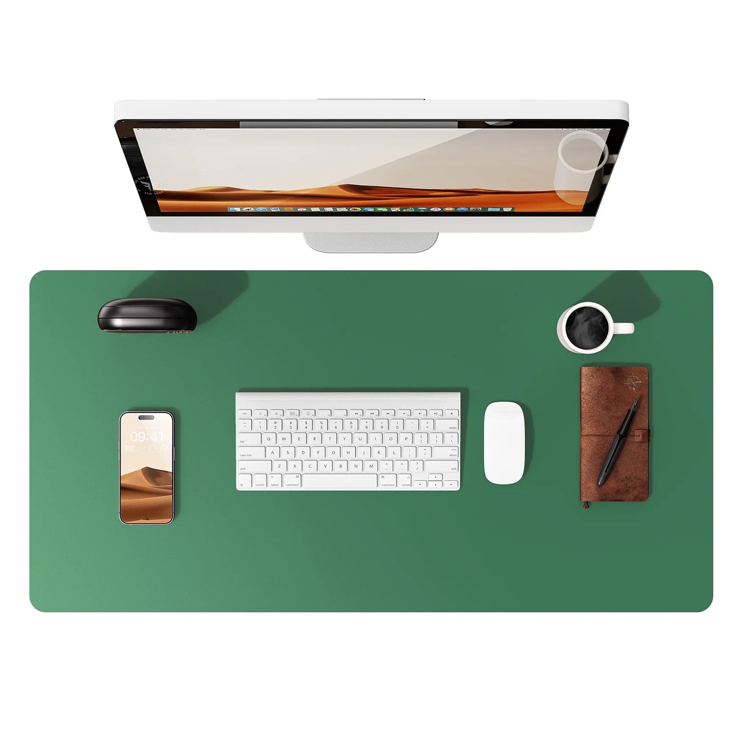 Large Mouse Pad,Office Desk Mat, Leather Desk Pad Protector, Non-Slip PU Leather Desk Blotter, Laptop Desk Pad Red Magic