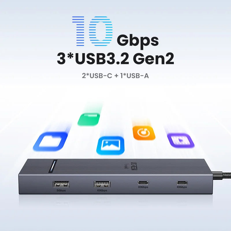 UGREEN USB C HUB 10-in-1 4K60Hz HDMI USB3.2 10Gbps PD100W RJ45 SDTF USB Splitter for Laptop Macbook Pro Air iPad Docking Station Setup Lord