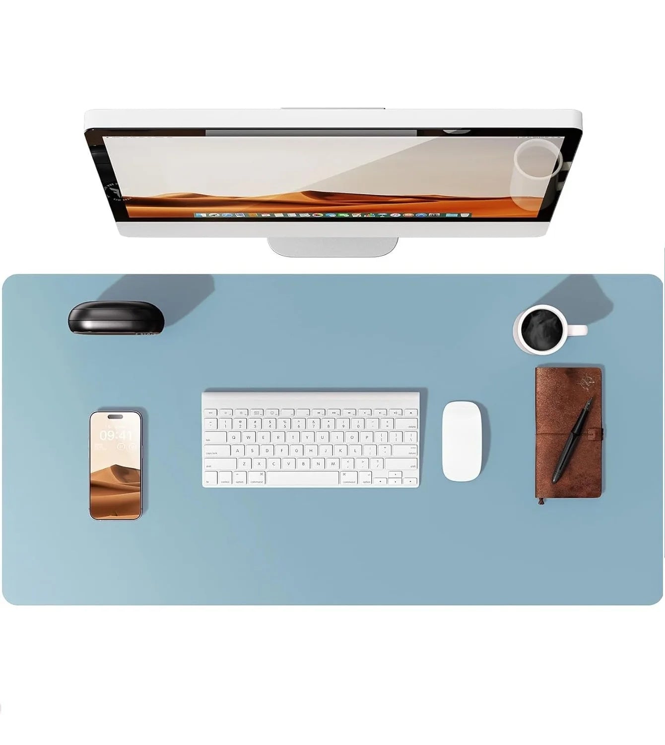 Large Mouse Pad,Office Desk Mat, Leather Desk Pad Protector, Non-Slip PU Leather Desk Blotter, Laptop Desk Pad Red Magic