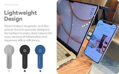 2025 Magnetic Laptop Phone Holder Computer Monitor Side Cell Phone Slim& Foldable For iPhone 14 13 12 Series Case and All Phone Red Magic