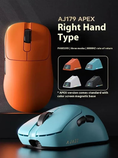 Ajazz Aj179 APEX 8k Wireless Mouse PAW3950 Sensor Three Mode Charging Base Gaming Mouse Lightweight Ergonomics 400mAh Pc Gamer Red Magic