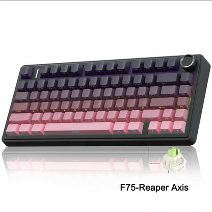 AULA F75 2.4G Wireless/Bluetooth/Wired Gaming Mechanical Keyboard RGB Customized 75% Layout OEM Profile Gasket Structure Red Magic