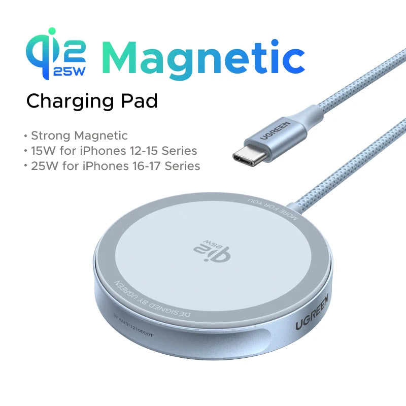 UGREEN Magflow Qi2 25W Wireless Charger For iPhone 17 16 Pro Max Fast Charging Qi2 Certified Magsafe Phone Charging Pad Setup Lord