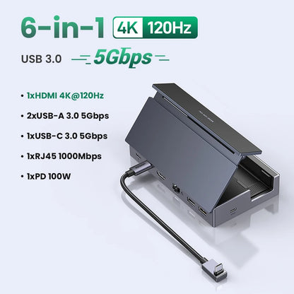 UGREEN Steam Deck Dock 4K60Hz 9 Ports RJ45 PD100W USB C HUB Compatible with Steam Deck ROG Ally LEGION Go iPhone 15 Pro/Pro Max Setup Lord