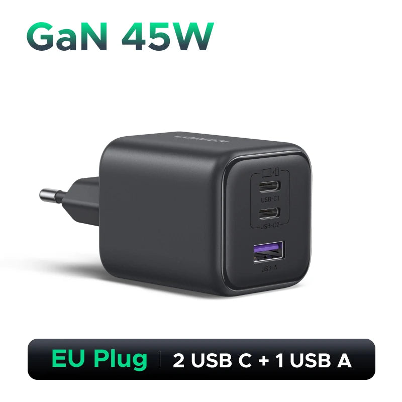 【EU Plug】UGREEN 45W/30W/25W/20W GaN Charger PD3.0 PPS QC3.0 USB C Fast Charger For iPhone 17 16 15 ProMax Samsung S25 iPad Air Setup Lord