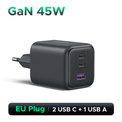 【EU Plug】UGREEN 45W/30W/25W/20W GaN Charger PD3.0 PPS QC3.0 USB C Fast Charger For iPhone 17 16 15 ProMax Samsung S25 iPad Air Setup Lord