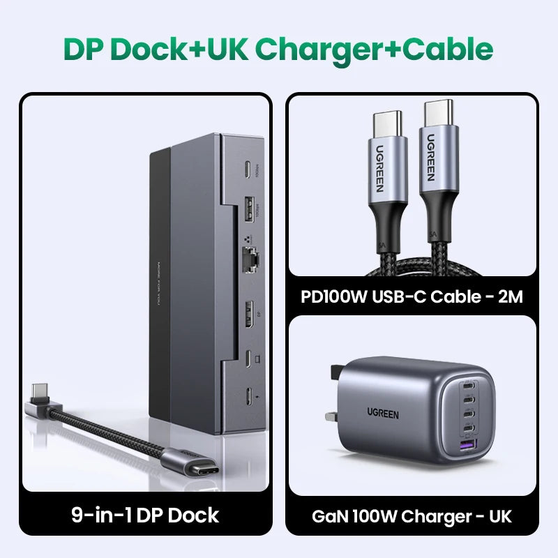 UGREEN Steam Deck Docking Station 10Gbps USB-C to 4K120Hz DisplayPort Gigabit RJ45 PD100W TF/SD for PC iPad Rog Ally/X Legion Go Setup Lord