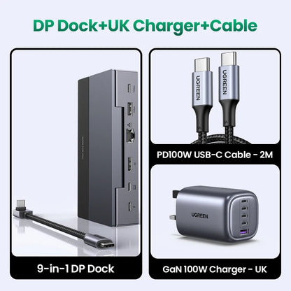 UGREEN Steam Deck Docking Station 10Gbps USB-C to 4K120Hz DisplayPort Gigabit RJ45 PD100W TF/SD for PC iPad Rog Ally/X Legion Go Setup Lord