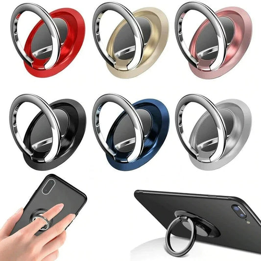 Finger Ring Holder Stand Grip 360 Rotating For Mobile Phone Car Magnetic Mount Phone Back Sticker Pad Unniversal Bracket Red Magic