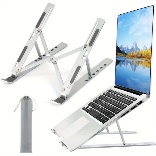 Adjustable Aluminum Laptop Stand - 6-Level Height, Foldable & Portable Design For 8-16” Laptops, Enhanced Ventilation & Heat Red Magic