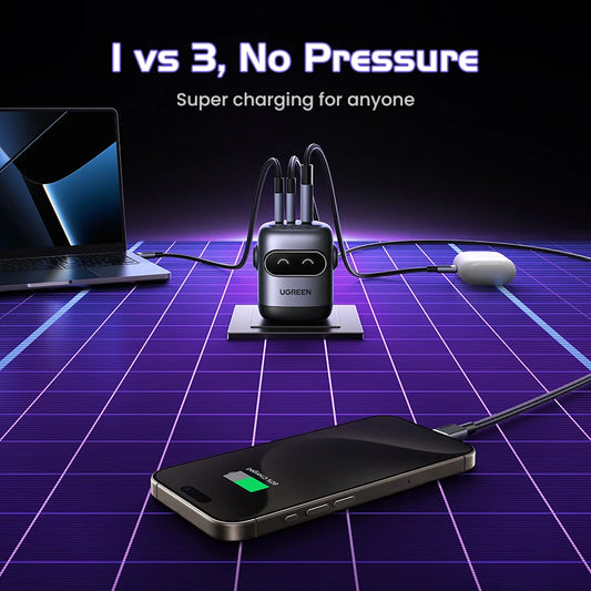 【US Plug】UGREEN 65W 30W GaN Charger Robot Design PD3.0 QC4.0 3.0 PPS Fast Charger for iPhone 17 16 15 Pro Macbook Laptops Tabl Setup Lord