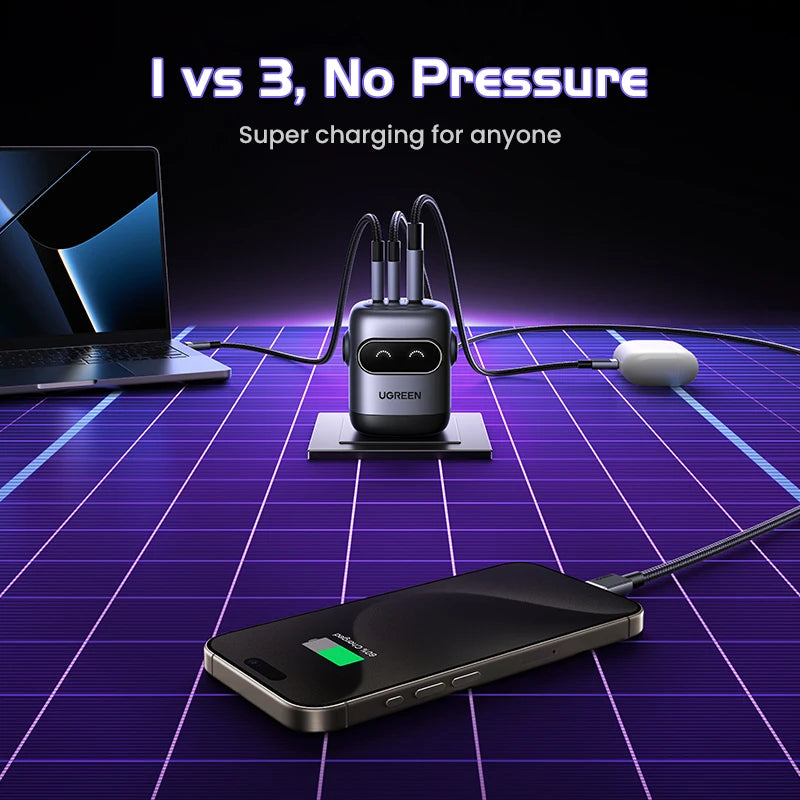 【US Plug】UGREEN 65W 30W GaN Charger Robot Design QC4.0 3.0 PPS for iPhone 17 16 15 Pro Macbook Laptops Tablet PD3.0 Fast Charg Setup Lord