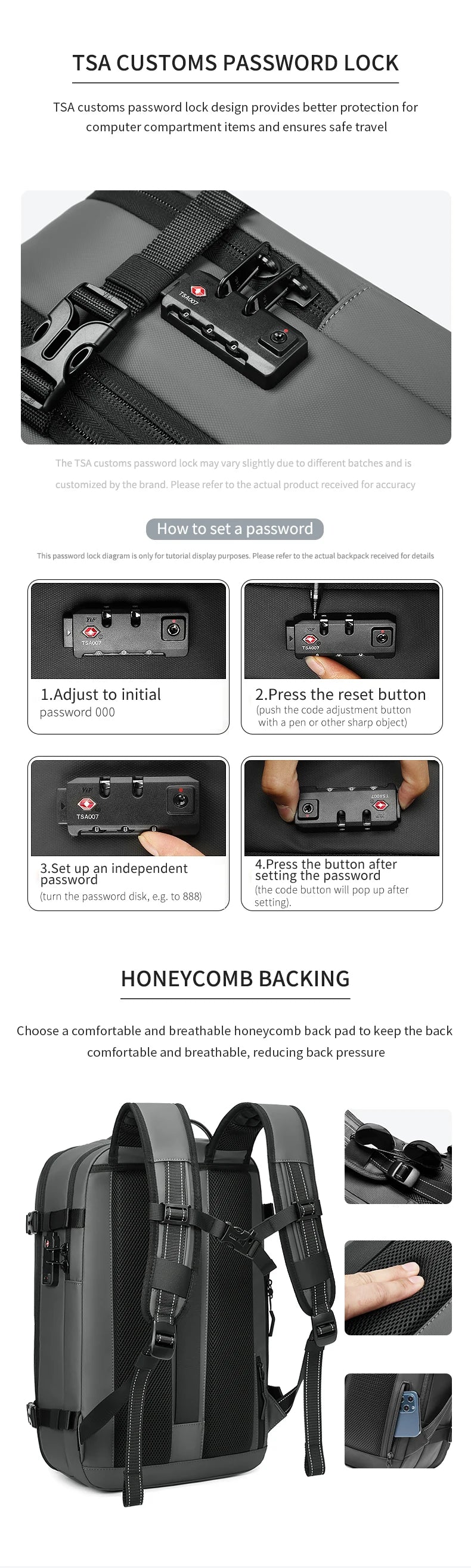 Men Travel Backpack vacuum compression 17 inch Laptop Backpack Business Large Capacity school Backpack Expanded Hiking backpack Red Magic