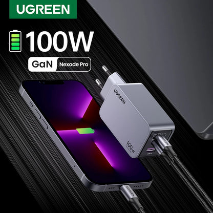 【Korean Plug】UGREEN 100W GaN Charger PD Fast USB C Charger QC4.0 3.0 Quick Charge For Macbook Laptop Tablet iPhone 17 16 Pro Setup Lord