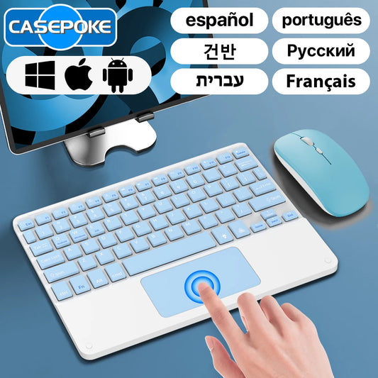 Wireless Keyboard with Touchpad for Android iOS Windows Bluetooth Keyboard and Mouse For Samsung Apple Lenovo Phone Tablet Red Magic