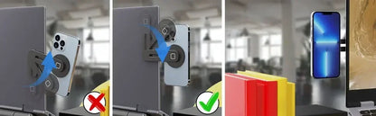 2025 Magnetic Laptop Phone Holder Computer Monitor Side Cell Phone Slim& Foldable For iPhone 14 13 12 Series Case and All Phone Red Magic