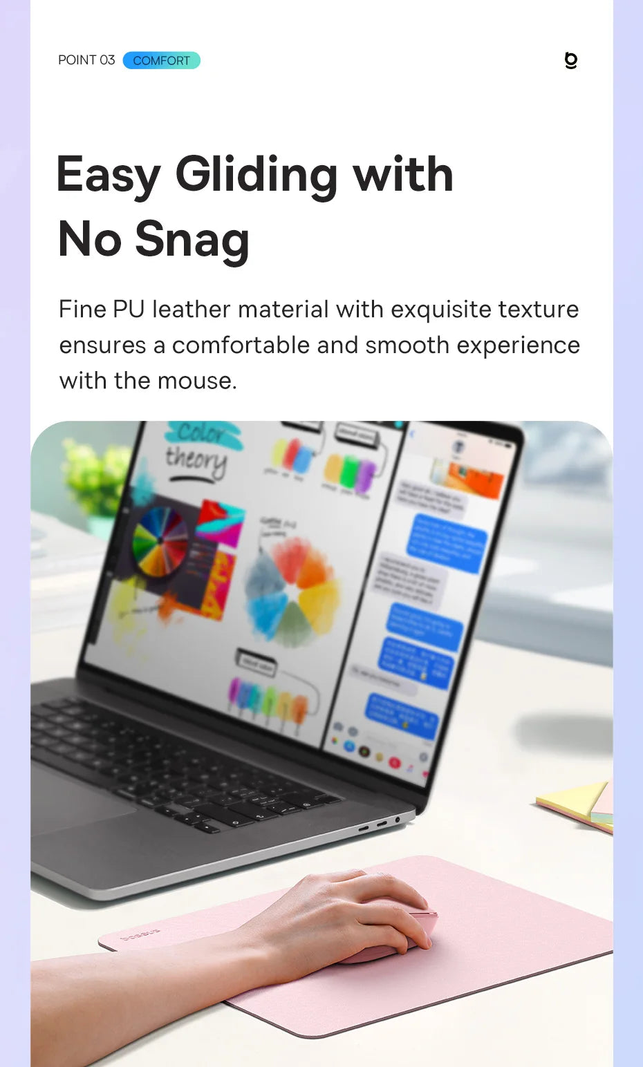 Baseus Simple Color PU Leather Mouse Mat Anti-slip Waterproof 26*21cm Mouse Pad School Supplies Office Accessories Desk Set Red Magic