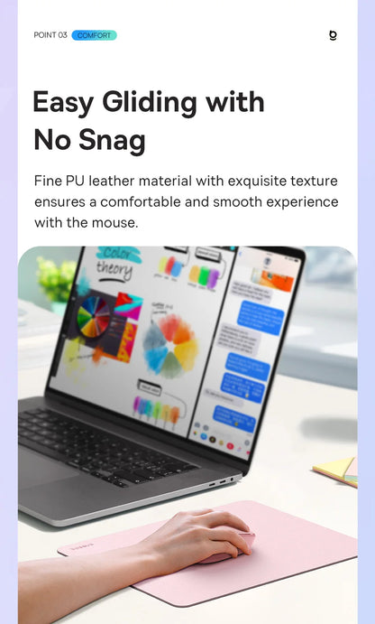 Baseus Simple Color PU Leather Mouse Mat Anti-slip Waterproof 26*21cm Mouse Pad School Supplies Office Accessories Desk Set Red Magic