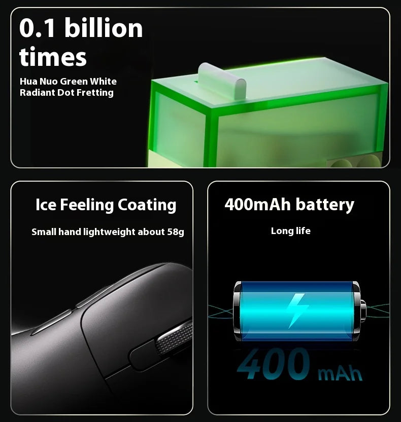 Ajazz Aj179 APEX 8k Wireless Mouse PAW3950 Sensor Three Mode Charging Base Gaming Mouse Lightweight Ergonomics 400mAh Pc Gamer Red Magic