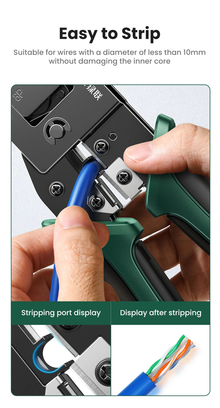 UGREEN RJ45 Crimper Tools RJ45 Crimping Pliers for CAT6/7 Ethernet Lan Cable Network Cutter Stripper Plier Multifuntion Tool Red Magic