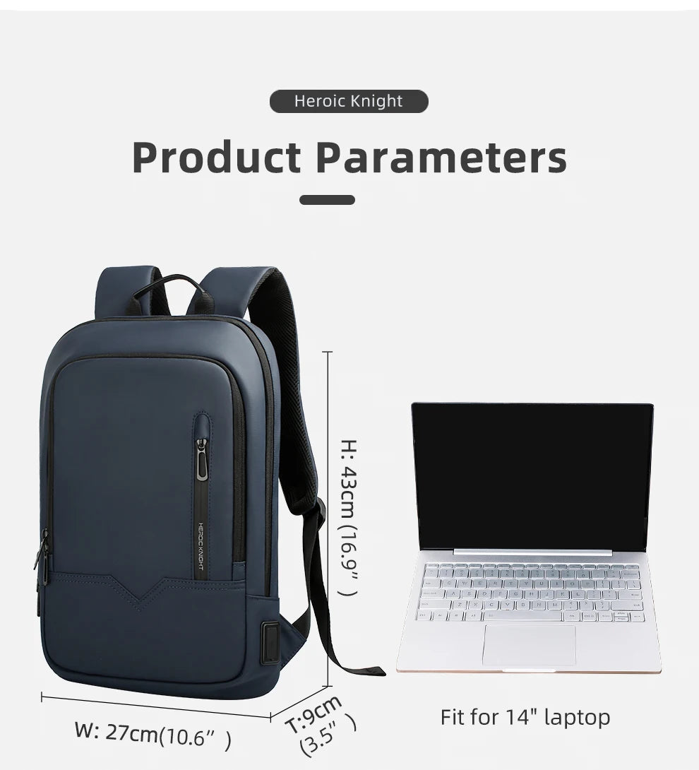 HK Slim Backpack For Men 15.6 Inch Laptop Bags Waterproof Minimalist Business Backpack With USB Charging Casual Travel Work Bag Red Magic