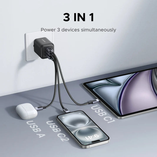 【EU Plug】UGREEN 45W/30W/25W/20W GaN Charger PD3.0 PPS QC3.0 USB C Fast Charger For iPhone 17 16 15 ProMax Samsung S25 iPad Air Setup Lord