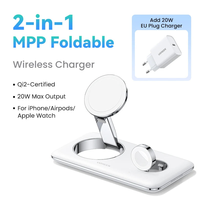 UGREEN MFi for Magsafe 25W Wireless Charger Stand 15W 3-in-1 Charging Station For iPhone 15 16 Pro Max For Apple Watch AirPods Setup Lord