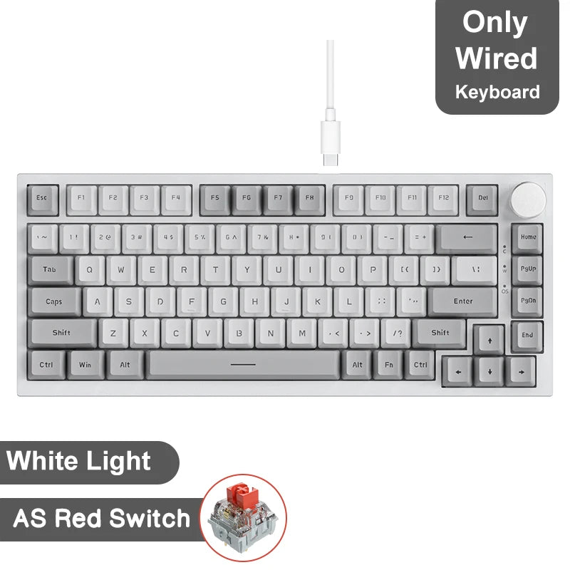 Ajazz AK820/AK820Pro Gaming Mechanical Keyboard Bluetooth 5.1/Wireless/C-Wired Customized Keyboard with Knob Hot Swapping Gasket Red Magic