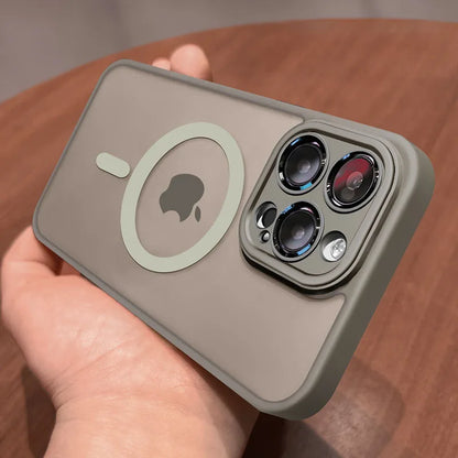 Luxury Matte Armor For Magsafe Magnetic Wireless Charging Case For iPhone 11 12 13 14 15 16 17 Air Pro Max Plus Shockproof Cover Red Magic