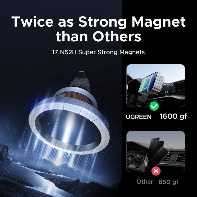 UGREEN Qi2 25W 15W Magnetic Car Phone Holder Wireless Charger Stand For iPhone 17 16 15 Pro Max Charging for Magsafe Car Charger Setup Lord