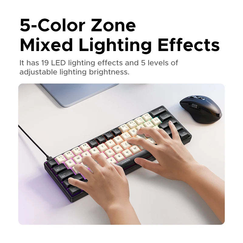 UGREEN Mechanical Keyboard 61 PBT Keycaps Wired Keyboard Russian/EN for Desktop Laptop Windows Mac OS Gaming Setup Lord