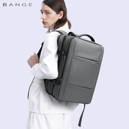 BANGE Aesthetic Men Business Backpack School Expandable USB Bag, Large Capacity 17.3 Laptop Waterproof Fashion Travel Backpack Red Magic