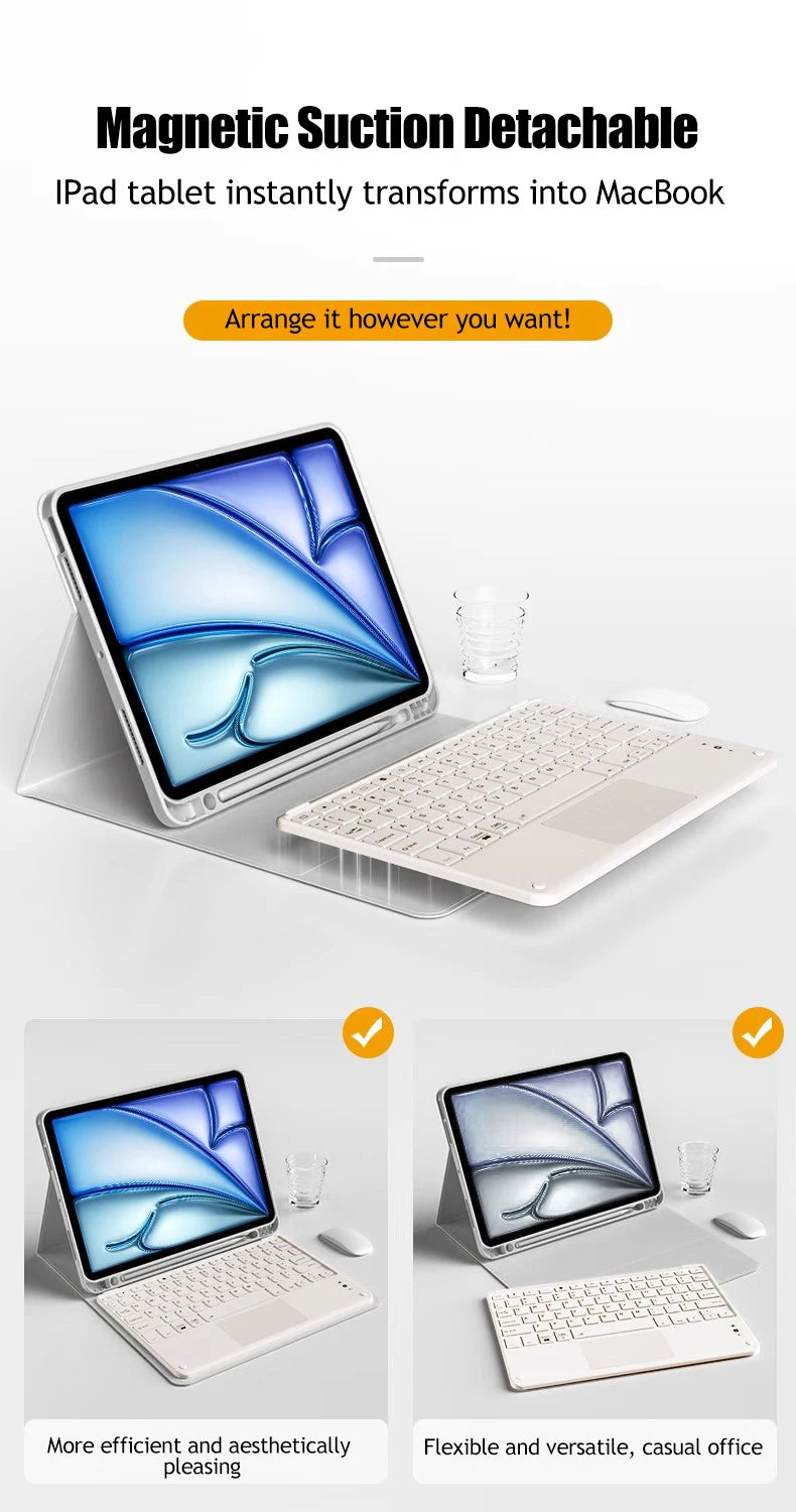 Keyboard Wireless Mouse Magic For iPad Pro 13 11 Case M4 M2 2025 M3 Air 13 11 5 4 10.2 9 8 7 Generation Case Bluetooth Keyboard Red Magic
