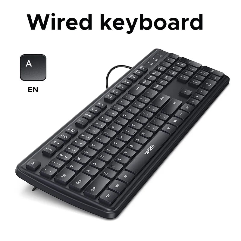 UGREEN 2.4G Wireless Keyboard 104 Keys Ultra-Slim US RU Layout Wireless Keyboard Black for PC Laptop Desktop Setup Lord