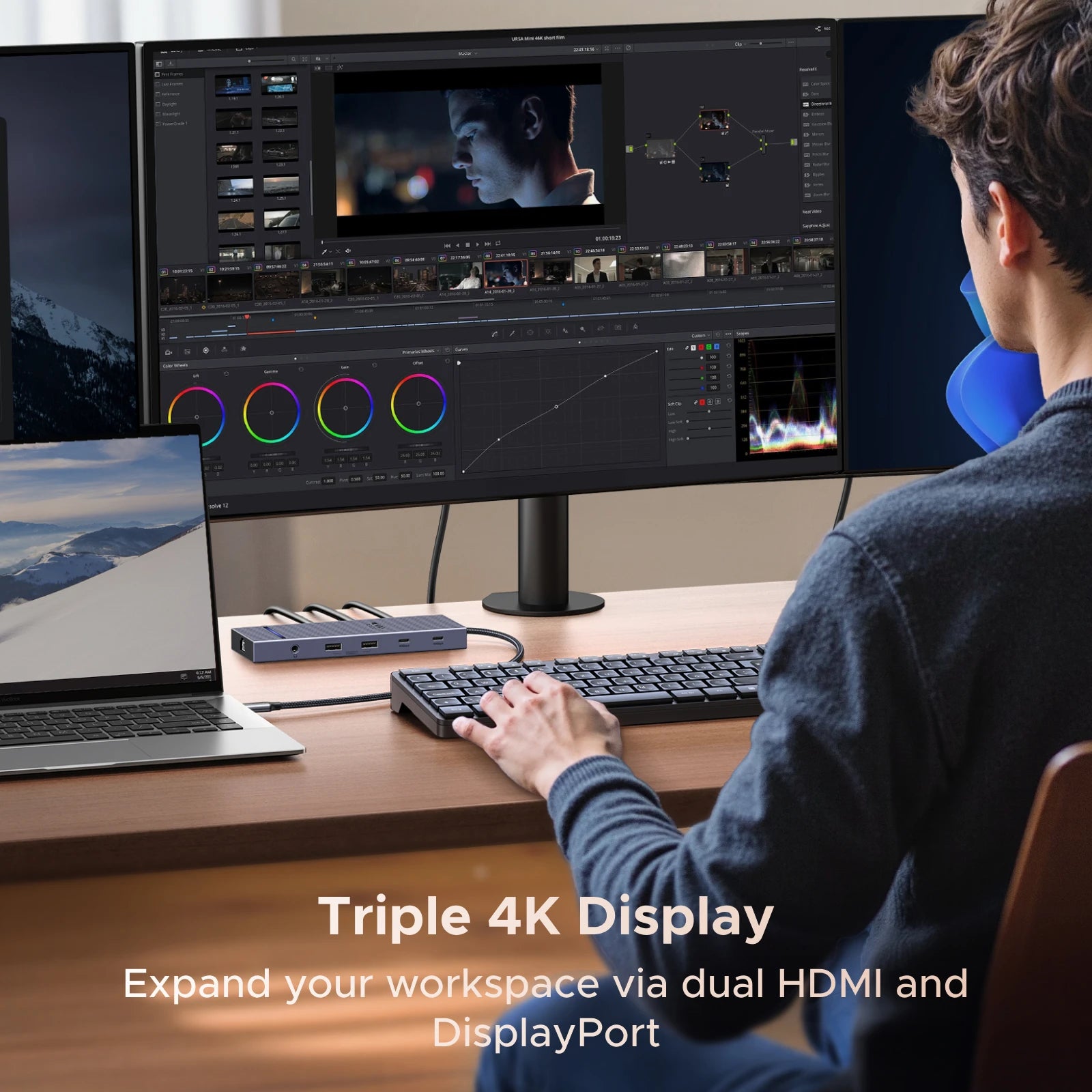 UGREEN USB HUB 4K120Hz DP Type-C to 4K60Hz 2xHDMI SD/TF RJ45 3.5mm USB3.2 Gen2 10Gbps Data for Laptop Dell HP Lenovo Accessories Setup Lord