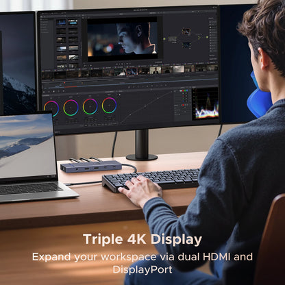 UGREEN USB HUB 4K120Hz DP Type-C to 4K60Hz 2xHDMI SD/TF RJ45 3.5mm USB3.2 Gen2 10Gbps Data for Laptop Dell HP Lenovo Accessories Setup Lord