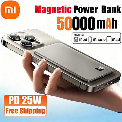 Xiaomi 500000mAh Portable Magnetic Wireless Power Bank PD22.5W Fast Charging External Battery for Magsafe For iPhone Samsung Red Magic