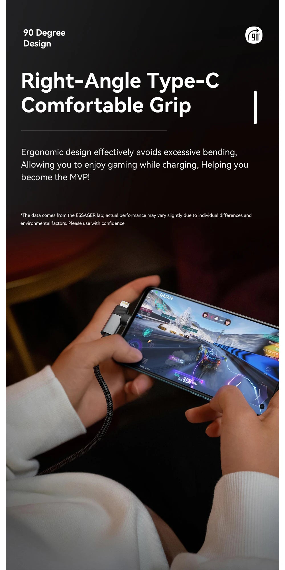 Essager 2 in 1 USB Type C Cable 65W PD Fast Charging Wire Type C To Lightning Cable For iPhone 15 14 Pro Max MacBook iPad Xiaomi Red Magic