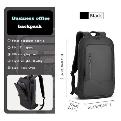 HK Slim Backpack For Men 15.6 Inch Laptop Bags Waterproof Minimalist Business Backpack With USB Charging Casual Travel Work Bag Red Magic