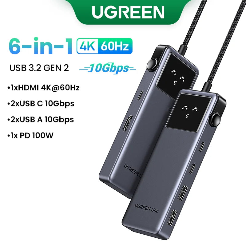 UGREEN USB HUB Uno Type-C to 4K60Hz HDMI PD100W 10Gbps USB-A/USB-C Splitter for MacBook Air Pro Dell Laptop Accessories Docking Setup Lord