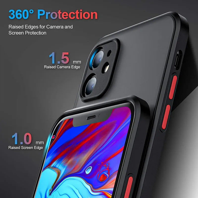 New Armor Bumper Shockproof Phone Case For iPhone 15 11 12 13 Mini 14 Pro XR X Xs Max 7 8 Plus SE 2020 Silicone Hard Cover Capa Red Magic