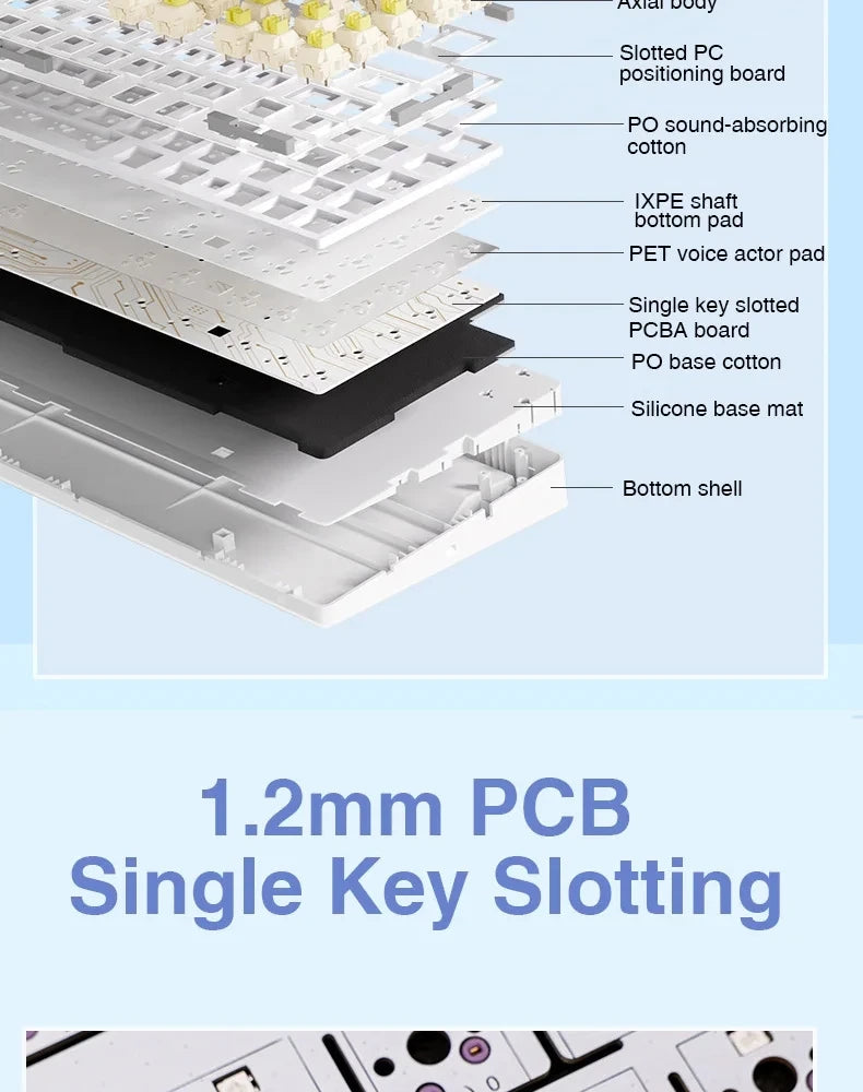 AULA F75 2.4G Wireless/Bluetooth/Wired Gaming Mechanical Keyboard RGB Customized 75% Layout OEM Profile Gasket Structure Red Magic