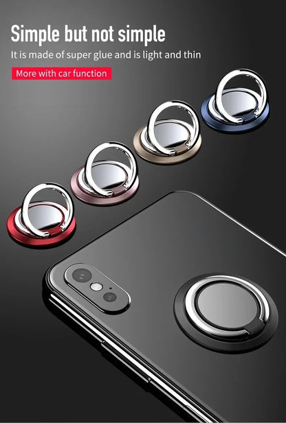 Finger Ring Holder Stand Grip 360 Rotating For Mobile Phone Car Magnetic Mount Phone Back Sticker Pad Unniversal Bracket Red Magic