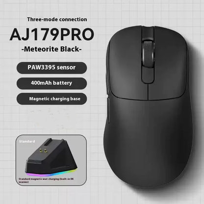 Ajazz Aj179 APEX 8k Wireless Mouse PAW3950 Sensor Three Mode Charging Base Gaming Mouse Lightweight Ergonomics 400mAh Pc Gamer Red Magic