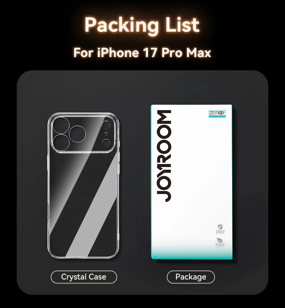 Joyroom For iPhone 17 16 15 Pro Max Case Lens Protection Anti-Yellow Case For iPhone 17 16 Pro Max Transparent Shockproof Cover Red Magic