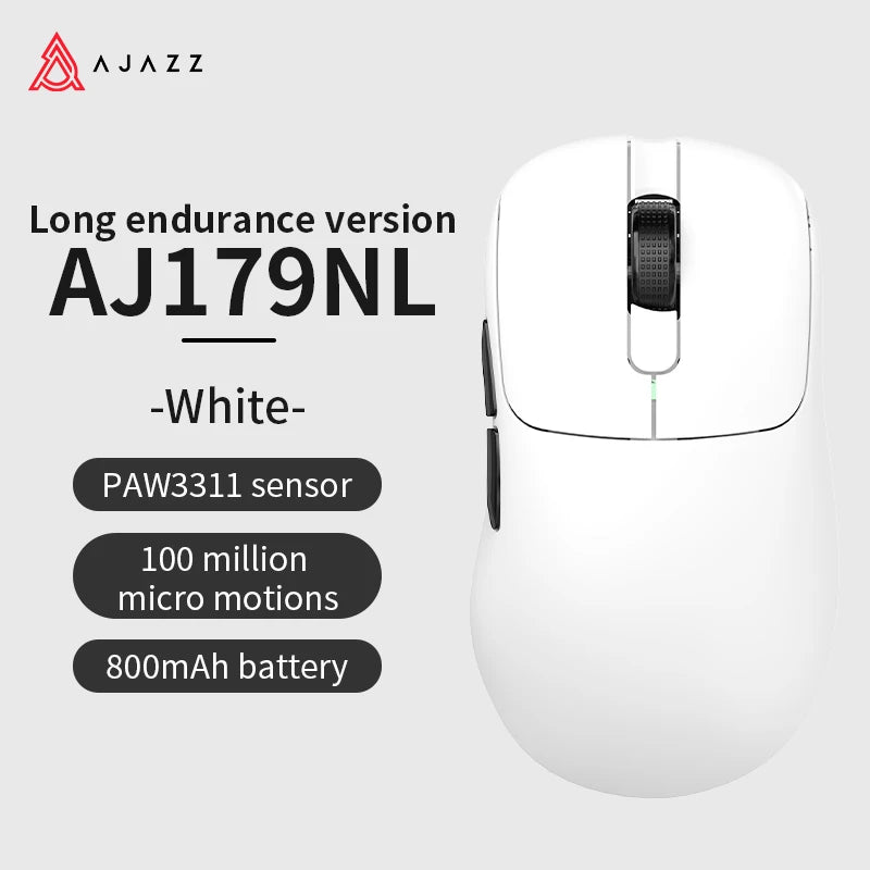 AJAZZ AJ179 PRO PAW3395 Lightweight Wired Wireless Mouse with Magnetic Charging Base Ergonomic Macro Gaming Mouse for PC Laptop Red Magic