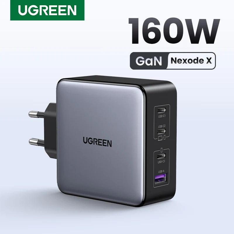 UGREEN 160W GaN Charger PD3.1 Type C For Macbook Pro Laptop USB Fast Charger QC4.0 3.0 Quick Charge For iPhone 17 Xiaomi Tablet Setup Lord