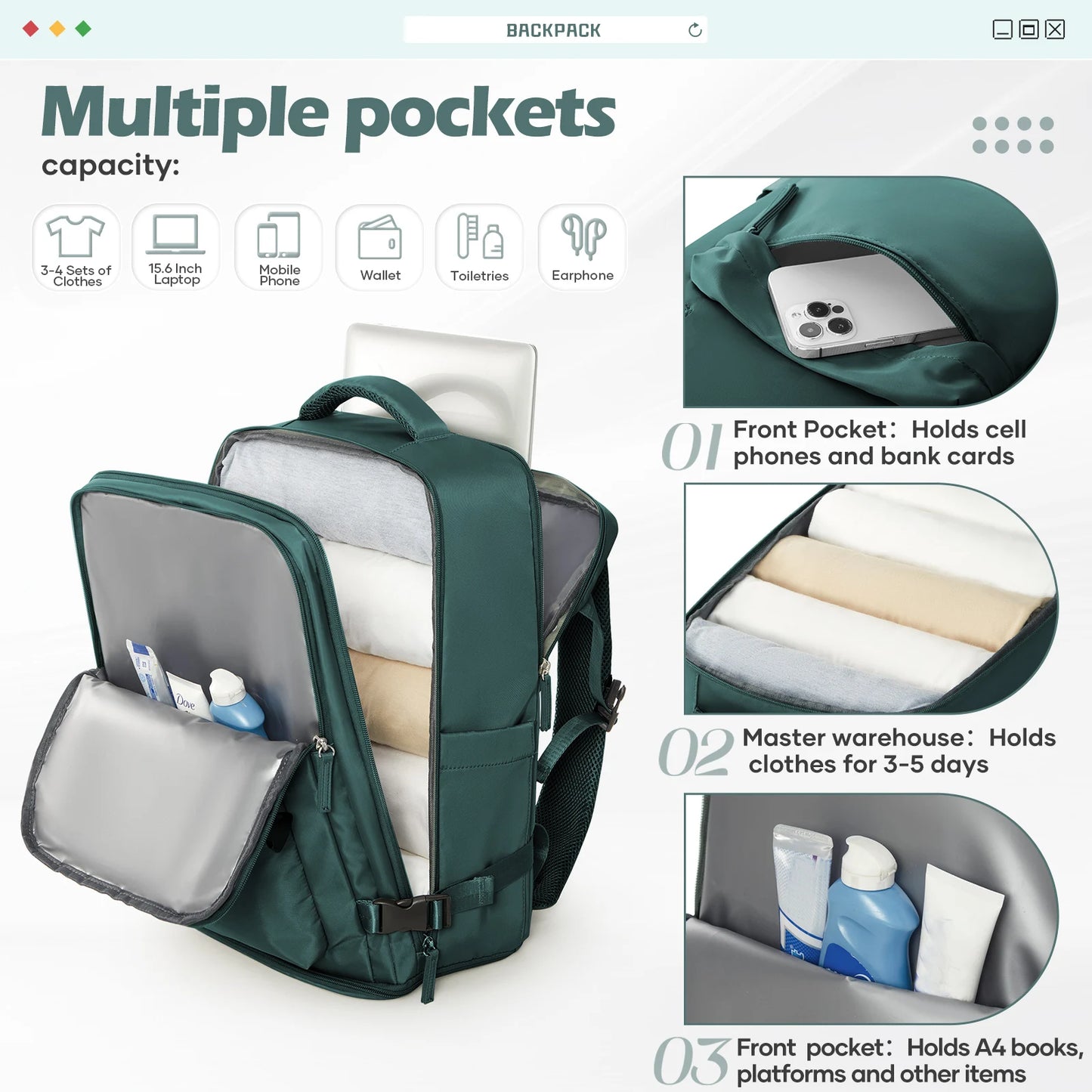 Backpack 40x30x20 Airplane, Ryanair Cabin Hand Luggage Backpack, Easyjet Laptop Backpack for Aeroplane Travel, School Backpack Red Magic